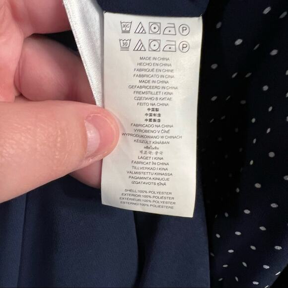 Michael Kors Navy Blue Polka Dot Cold Shoulder Dress Size Medium - Picture 10 of 10